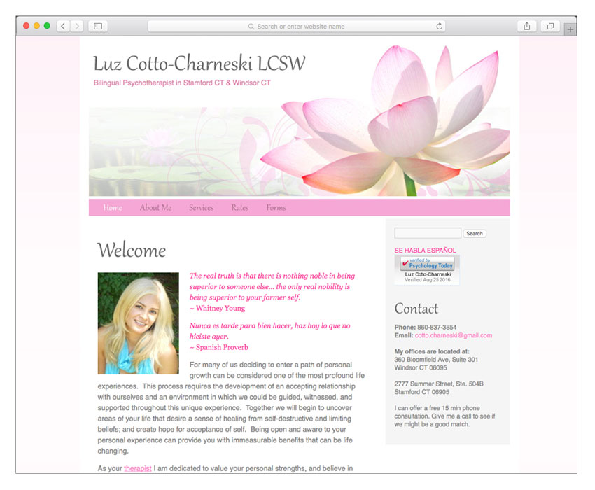 women psychotherapist web design nyc